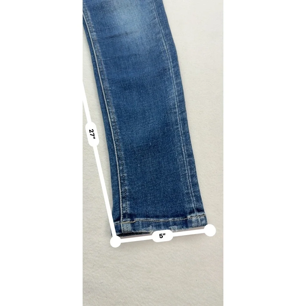 Flying Monkey Womens Skinny Jeans 25 Medium Wash Distressed Denim Frayed Hem